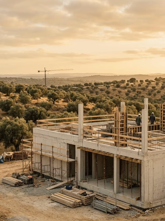 Obra de construção em curso.